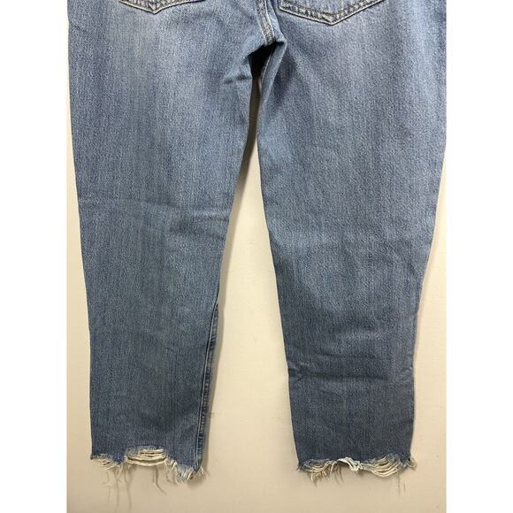 Free People We The Free Womens 25 Jeans Distressed Raw Hem Button Fly Blue Boho - Picture 9 of 11